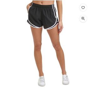 Calvin Klein Performance Perforated Mini Shorts Sz L black and white stripes NWT